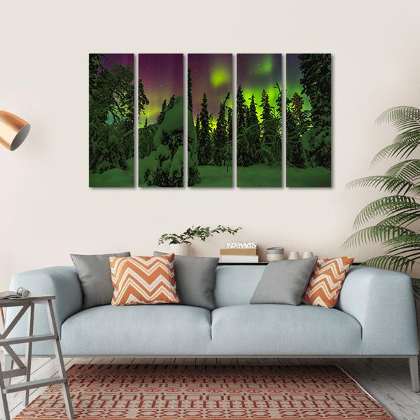 Northern Lights Finish Lapland Canvas Wall Art-5 Horizontal-Gallery Wrap-22" x 12"-Tiaracle
