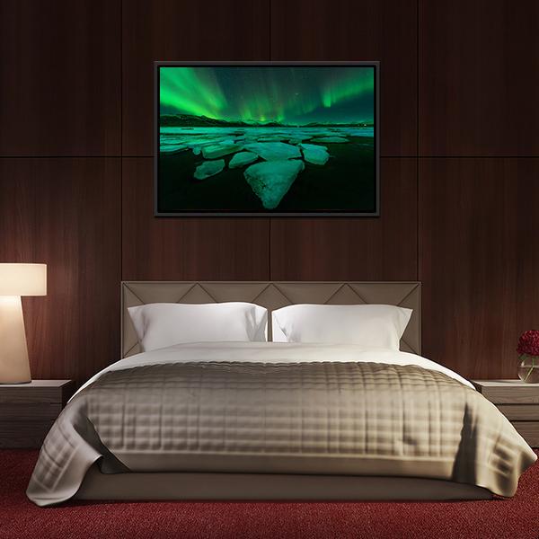 Northern Lights Iceland Canvas Wall Art-3 Horizontal-Gallery Wrap-25" x 16"-Tiaracle