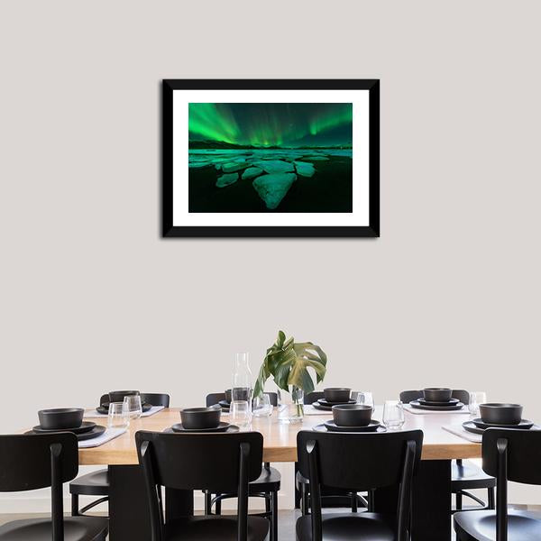 Northern Lights Iceland Canvas Wall Art-3 Horizontal-Gallery Wrap-25" x 16"-Tiaracle