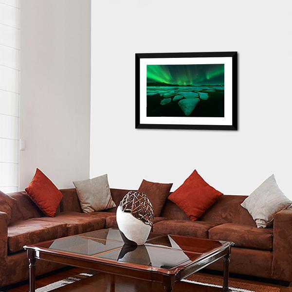 Northern Lights Iceland Canvas Wall Art-3 Horizontal-Gallery Wrap-25" x 16"-Tiaracle