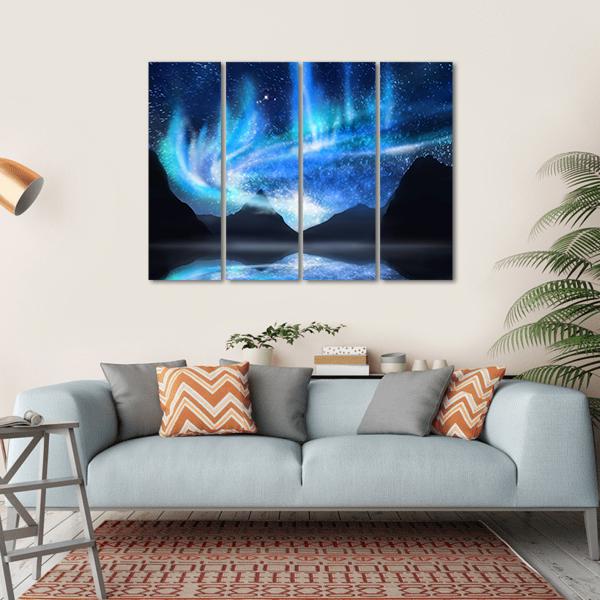 Northern Lights In Alaska Canvas Wall Art-4 Horizontal-Gallery Wrap-34" x 24"-Tiaracle