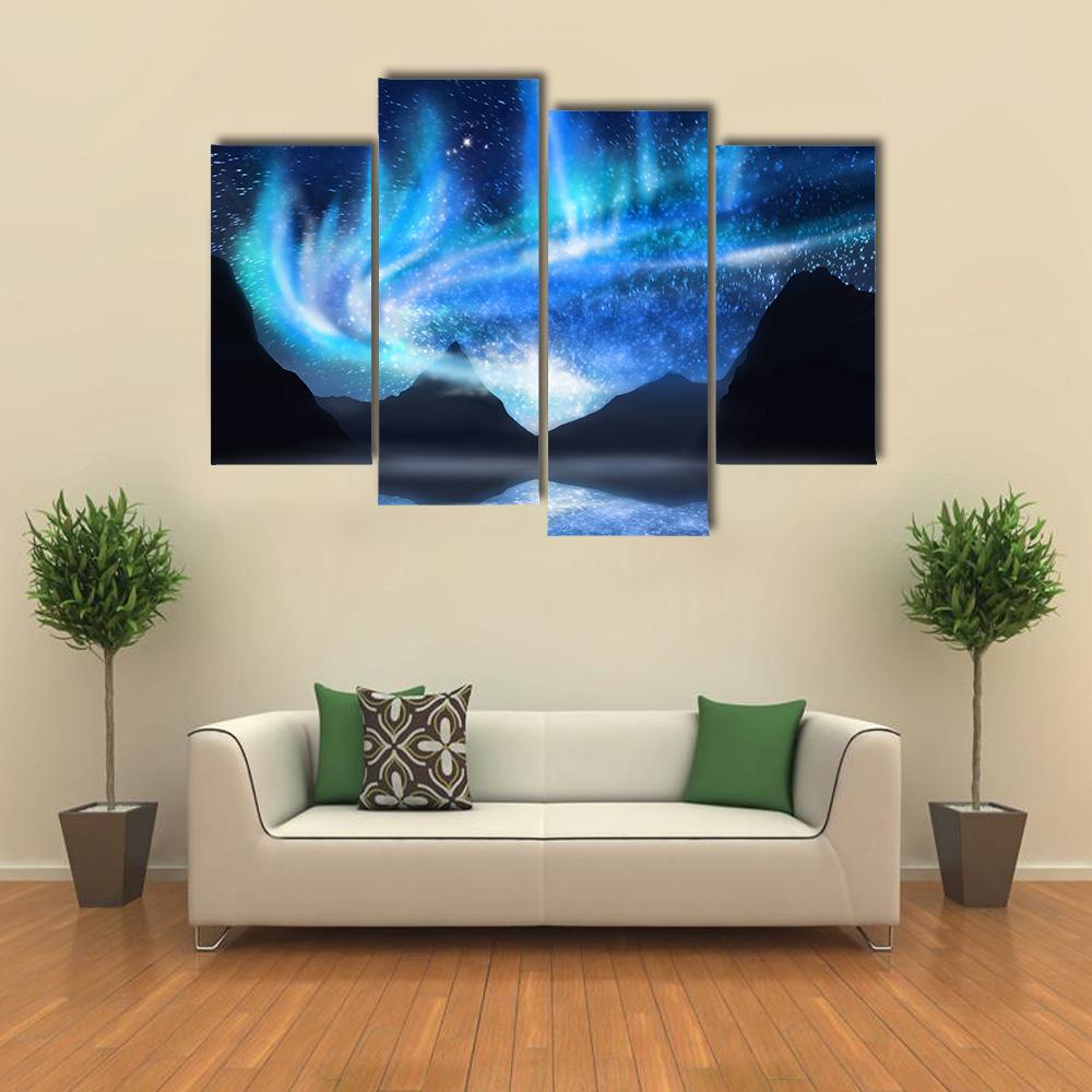 Northern Lights In Alaska Canvas Wall Art-4 Pop-Gallery Wrap-34" x 20"-Tiaracle