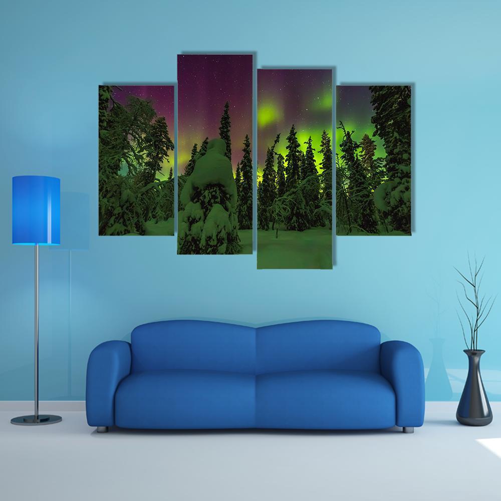 Northern Lights Finish Lapland Canvas Wall Art-4 Pop-Gallery Wrap-50" x 32"-Tiaracle