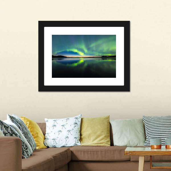 Northern Lights In Sky Canvas Wall Art-1 Piece-Framed Print-20" x 16"-Tiaracle
