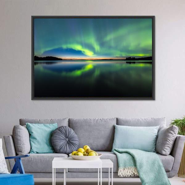 Northern Lights In Sky Canvas Wall Art-5 Horizontal-Gallery Wrap-22" x 12"-Tiaracle