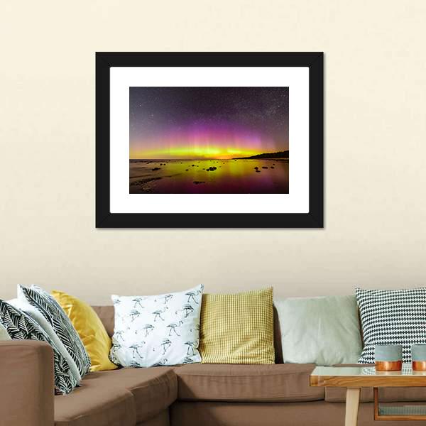 Northern Lights Over Baltic Sea Canvas Wall Art-3 Horizontal-Gallery Wrap-25" x 16"-Tiaracle