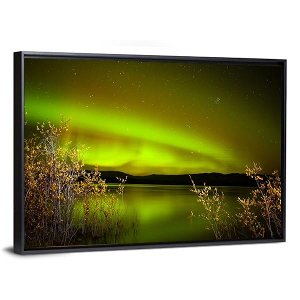 Northern Lights Over Lake Canvas Wall Art-3 Horizontal-Gallery Wrap-25" x 16"-Tiaracle