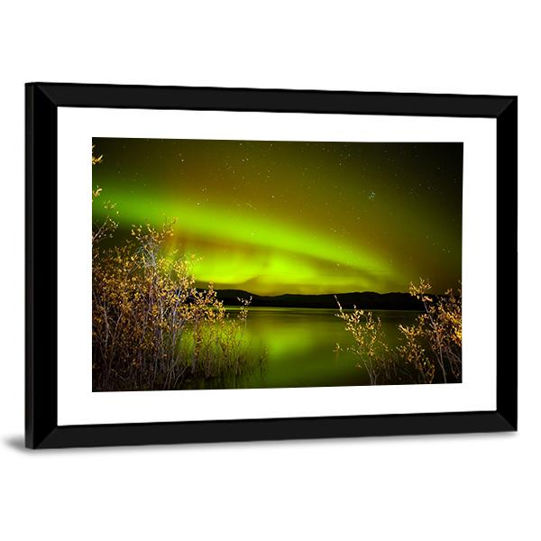 Northern Lights Over Lake Canvas Wall Art-3 Horizontal-Gallery Wrap-25" x 16"-Tiaracle
