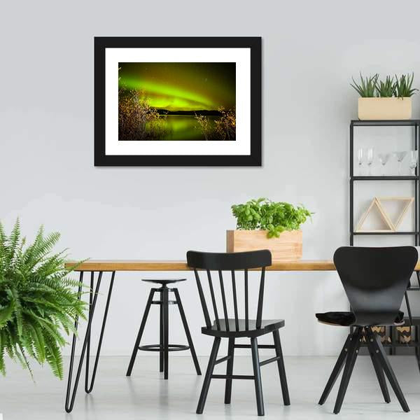 Northern Lights Over Lake Canvas Wall Art-3 Horizontal-Gallery Wrap-25" x 16"-Tiaracle