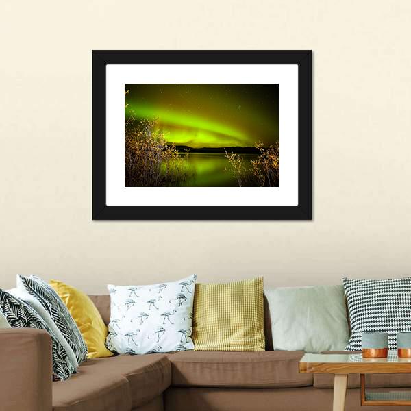 Northern Lights Over Lake Canvas Wall Art-3 Horizontal-Gallery Wrap-25" x 16"-Tiaracle