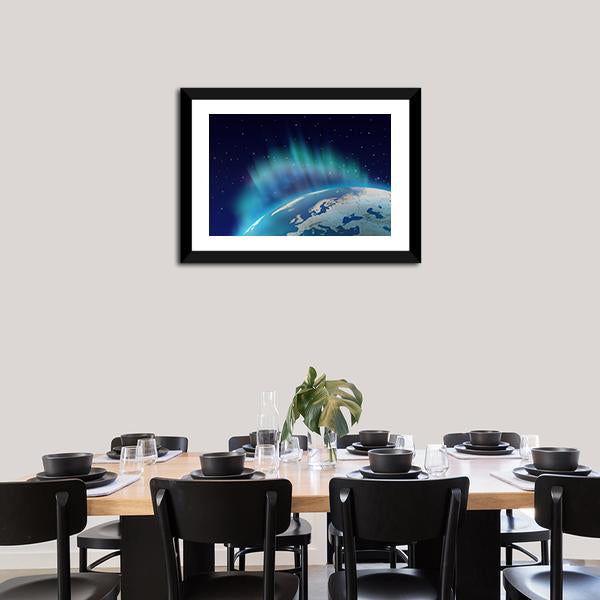 Northern Lights Over Planet Earth Canvas Wall Art-5 Horizontal-Gallery Wrap-22" x 12"-Tiaracle