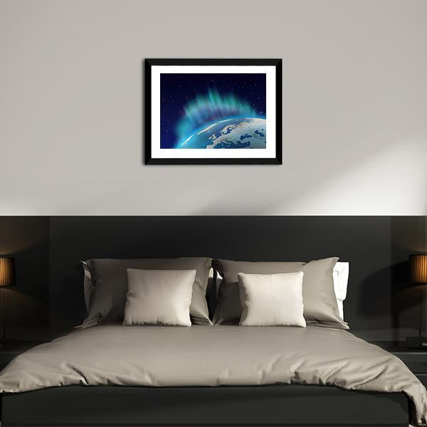 Northern Lights Over Planet Earth Canvas Wall Art-5 Horizontal-Gallery Wrap-22" x 12"-Tiaracle