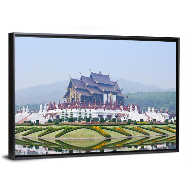 Northern Thai Style Building Canvas Wall Art-3 Horizontal-Gallery Wrap-25" x 16"-Tiaracle