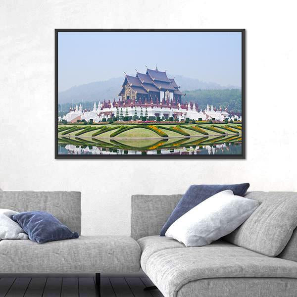 Northern Thai Style Building Canvas Wall Art-3 Horizontal-Gallery Wrap-25" x 16"-Tiaracle