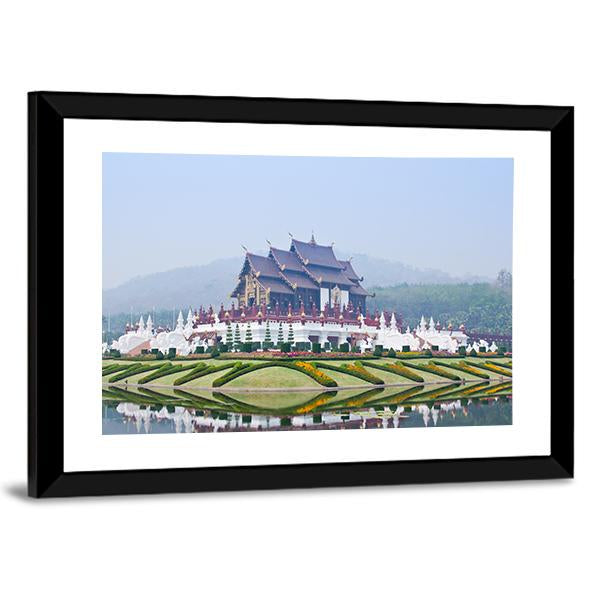 Northern Thai Style Building Canvas Wall Art-3 Horizontal-Gallery Wrap-25" x 16"-Tiaracle