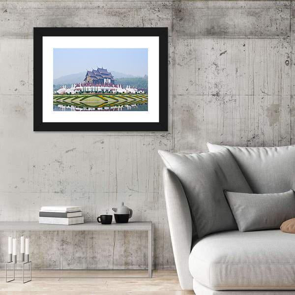 Northern Thai Style Building Canvas Wall Art-3 Horizontal-Gallery Wrap-25" x 16"-Tiaracle