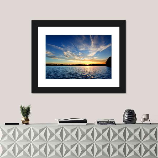 Northern Wisconsin Lake Sunset Canvas Wall Art-1 Piece-Framed Print-20" x 16"-Tiaracle