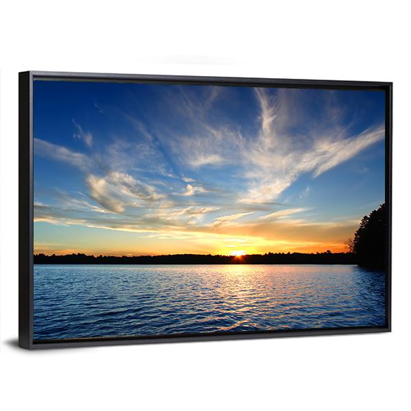 Northern Wisconsin Lake Sunset Canvas Wall Art-3 Horizontal-Gallery Wrap-25" x 16"-Tiaracle