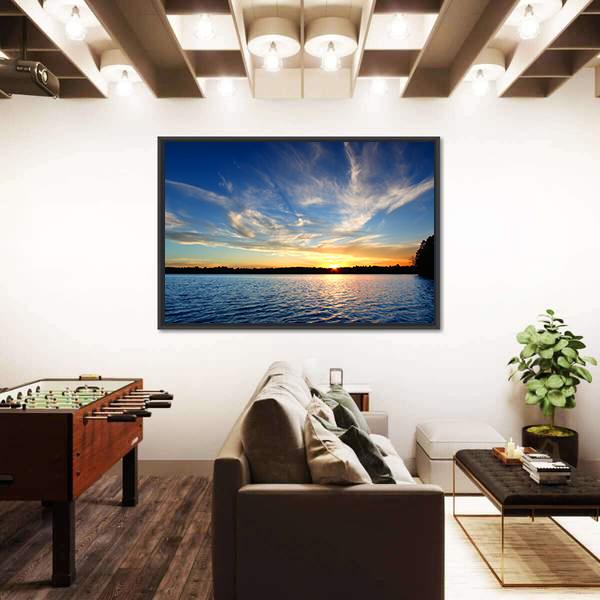 Northern Wisconsin Lake Sunset Canvas Wall Art-3 Horizontal-Gallery Wrap-25" x 16"-Tiaracle