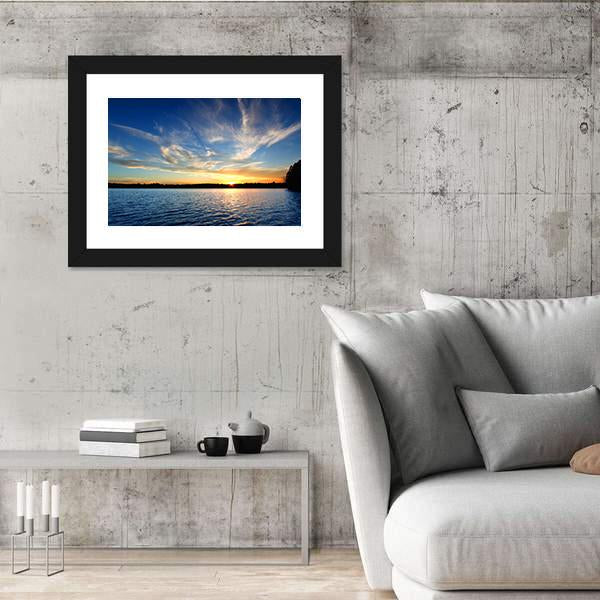 Northern Wisconsin Lake Sunset Canvas Wall Art-3 Horizontal-Gallery Wrap-25" x 16"-Tiaracle