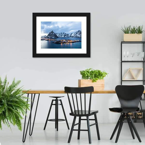 Norway At Blue Hour Canvas Wall Art-3 Horizontal-Gallery Wrap-25" x 16"-Tiaracle