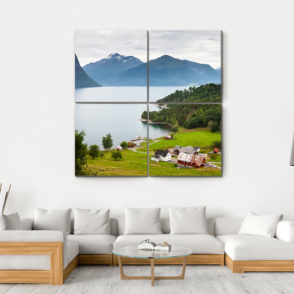 Norway Countryside Canvas Wall Art-4 Square-Gallery Wrap-17" x 17"-Tiaracle