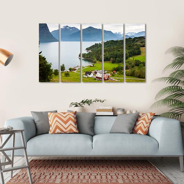Norway Countryside Canvas Wall Art-5 Horizontal-Gallery Wrap-22" x 12"-Tiaracle