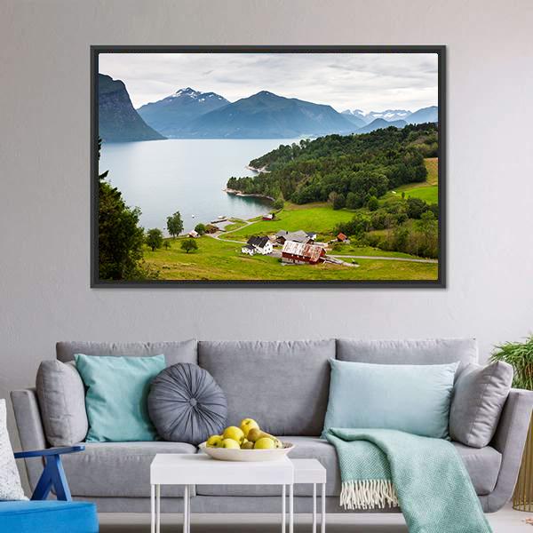 Norway Countryside Panoramic Canvas Wall Art-1 Piece-36" x 12"-Tiaracle