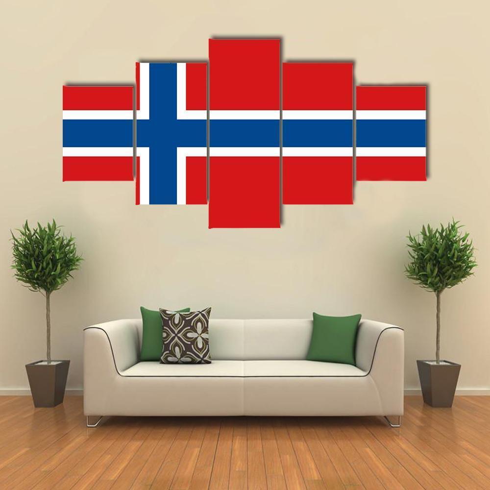Norway Flag Canvas Wall Art-5 Star-Gallery Wrap-62" x 32"-Tiaracle