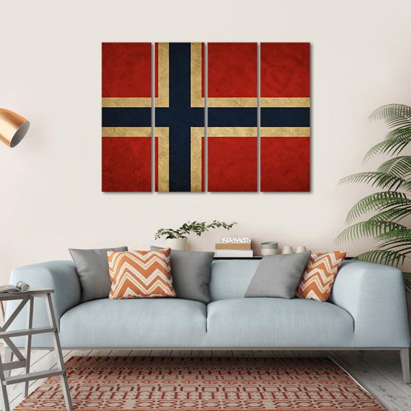 Grunge Norway Flag Canvas Wall Art-4 Horizontal-Gallery Wrap-34" x 24"-Tiaracle