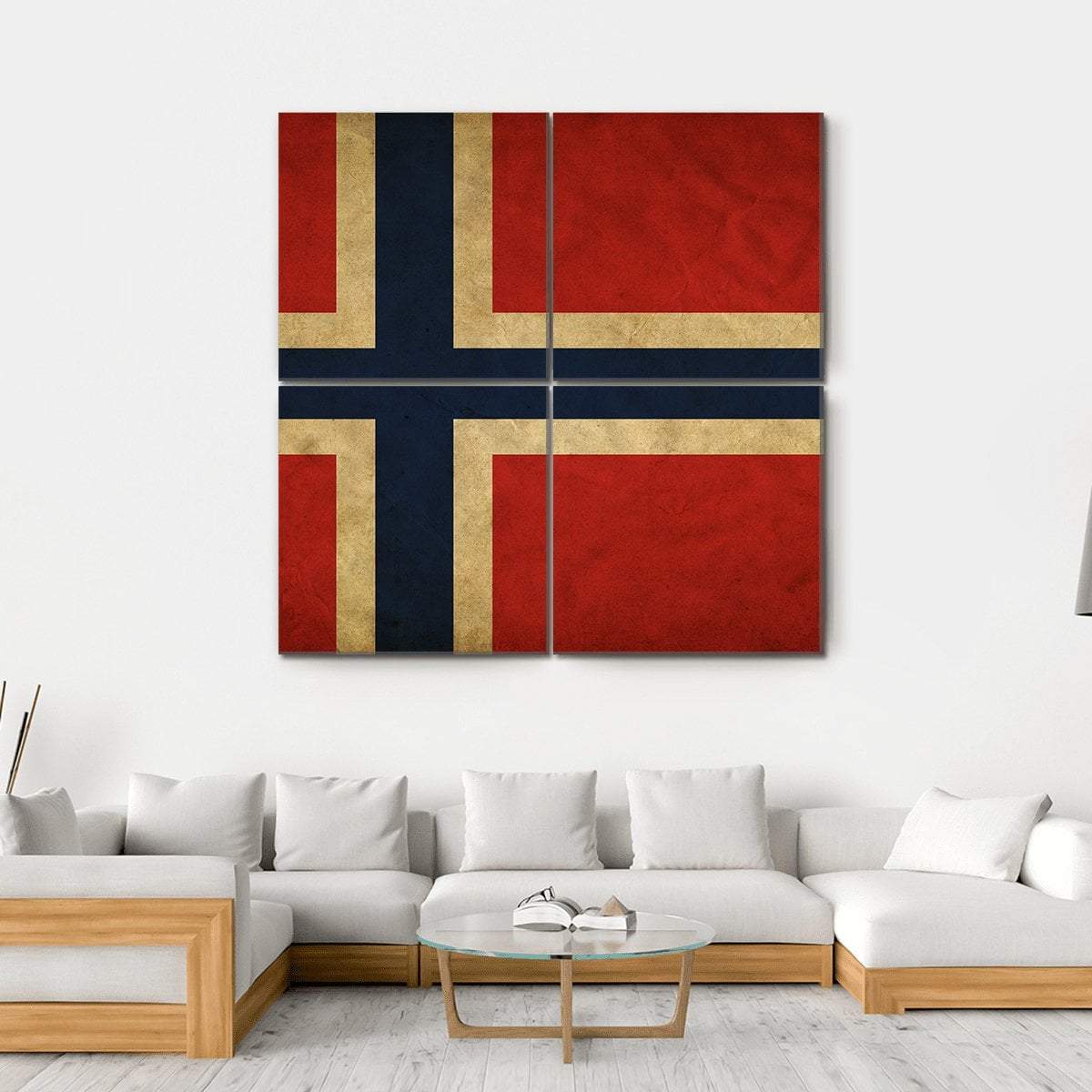 Grunge Norway Flag Canvas Wall Art-4 Square-Gallery Wrap-17" x 17"-Tiaracle