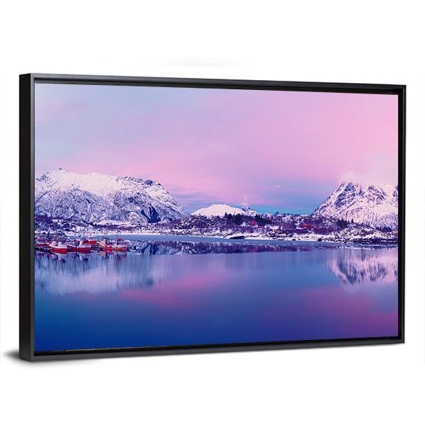 Norway Lake In Winter Canvas Wall Art-3 Horizontal-Gallery Wrap-25" x 16"-Tiaracle