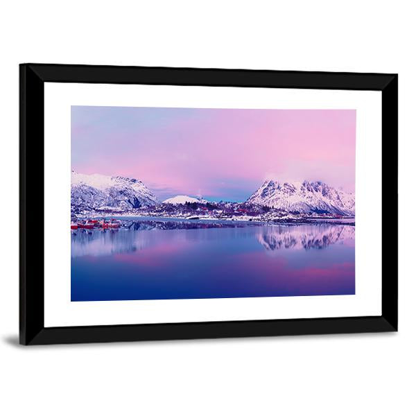 Norway Lake In Winter Canvas Wall Art-3 Horizontal-Gallery Wrap-25" x 16"-Tiaracle