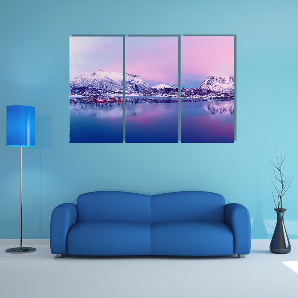 Norway Lake In Winter Canvas Wall Art-3 Horizontal-Gallery Wrap-37" x 24"-Tiaracle