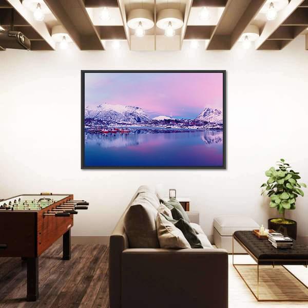 Norway Lake In Winter Panoramic Canvas Wall Art-1 Piece-36" x 12"-Tiaracle