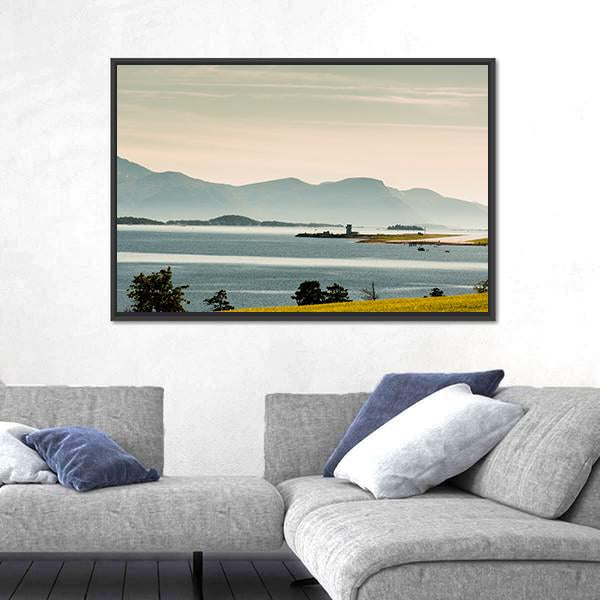 Norway Landscape At Summer Canvas Wall Art-1 Piece-Floating Frame-24" x 16"-Tiaracle