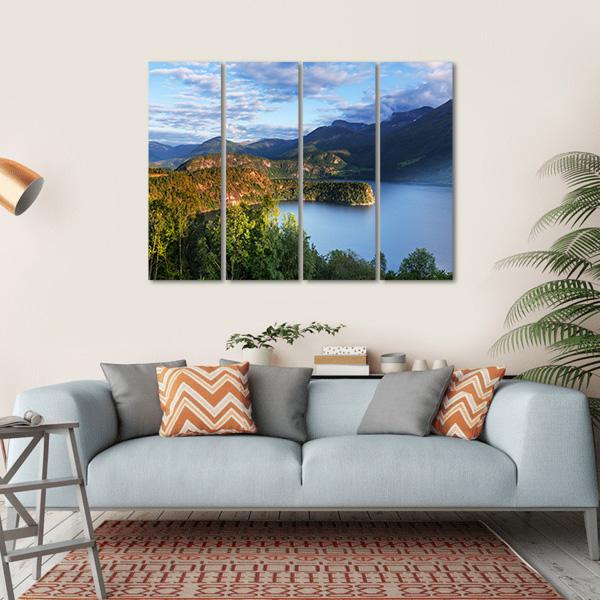 Norway Landscape Canvas Wall Art-4 Horizontal-Gallery Wrap-34" x 24"-Tiaracle