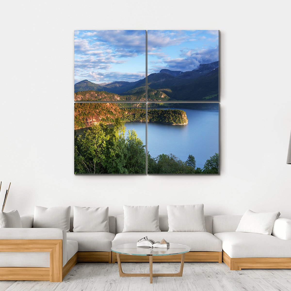 Norway Landscape Canvas Wall Art-4 Square-Gallery Wrap-17" x 17"-Tiaracle