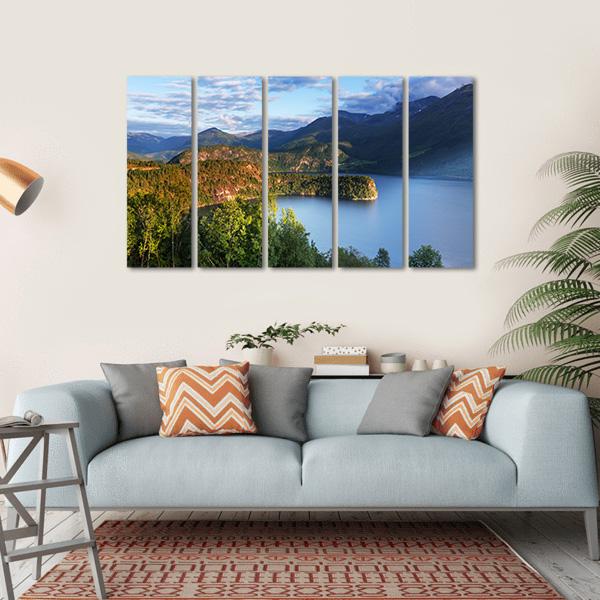 Norway Landscape Canvas Wall Art-4 Horizontal-Gallery Wrap-34" x 24"-Tiaracle