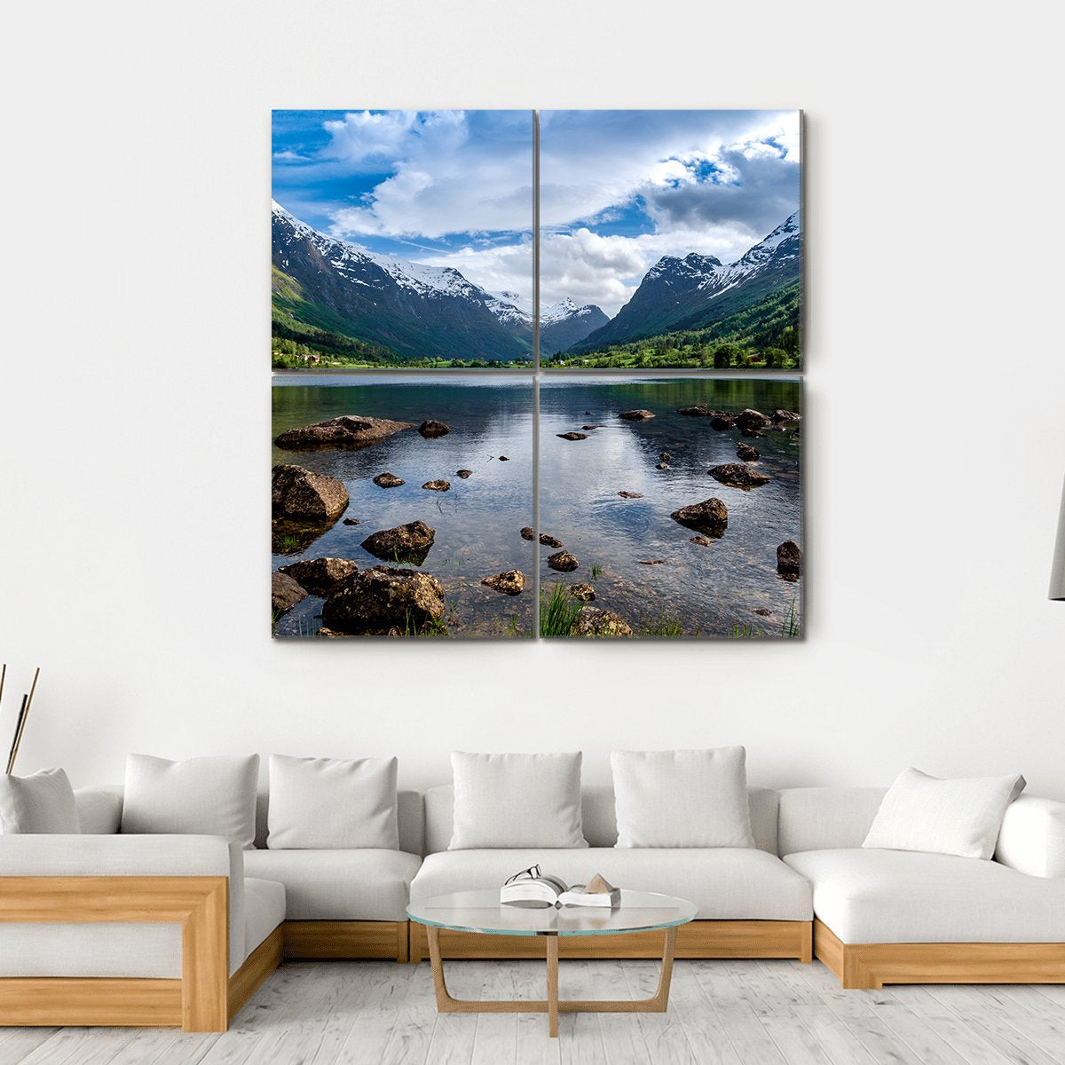 Amazing Lake Norway Canvas Wall Art-4 Square-Gallery Wrap-17" x 17"-Tiaracle