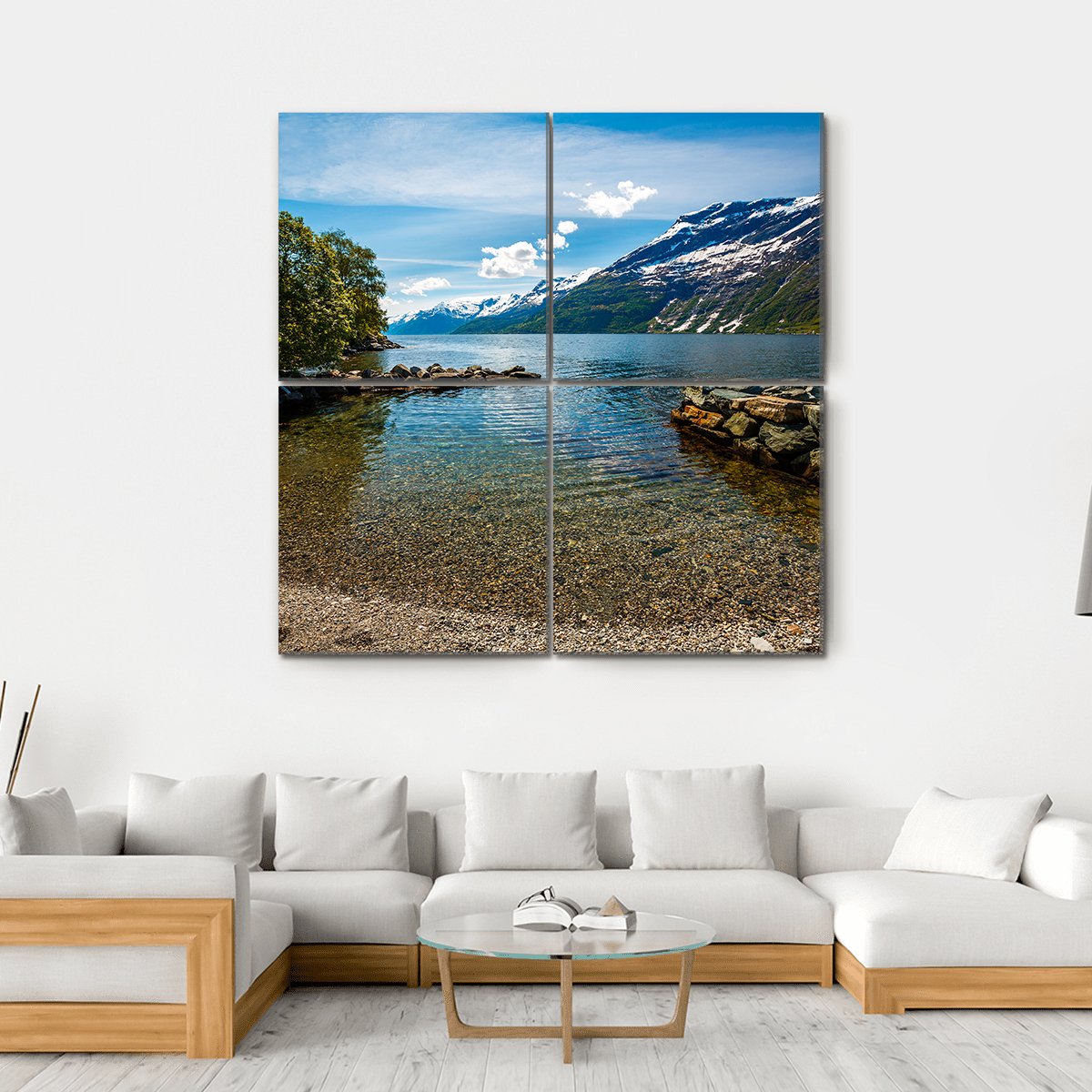 Norway Natural Landscape Canvas Wall Art-4 Square-Gallery Wrap-17" x 17"-Tiaracle