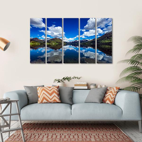 Attractive Lake Norway Canvas Wall Art-5 Horizontal-Gallery Wrap-22" x 12"-Tiaracle