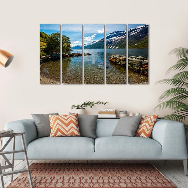 Norway Natural Landscape Canvas Wall Art-5 Horizontal-Gallery Wrap-22" x 12"-Tiaracle