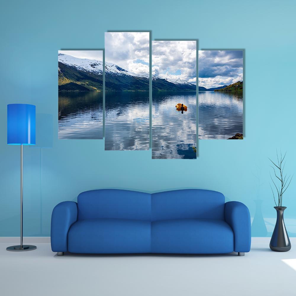 Nature Lake In Norway Canvas Wall Art-4 Pop-Gallery Wrap-50" x 32"-Tiaracle