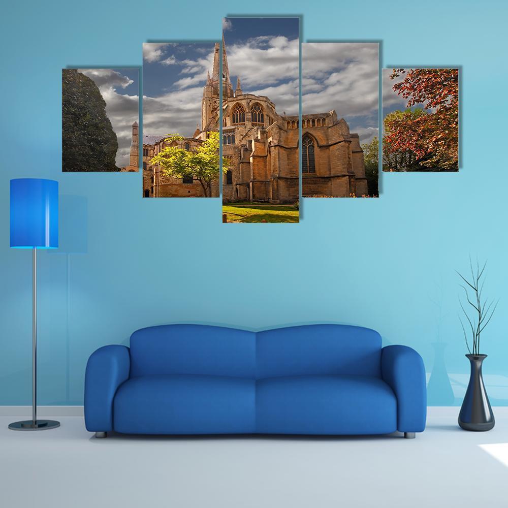 Norwich Cathedral Canvas Wall Art-5 Pop-Gallery Wrap-47" x 32"-Tiaracle