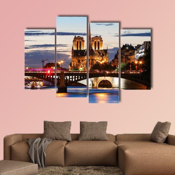 Notre Dame Cathedral Paris Canvas Wall Art-4 Pop-Gallery Wrap-50" x 32"-Tiaracle