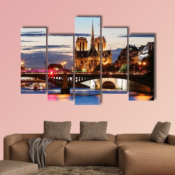 Notre Dame Cathedral Paris Canvas Wall Art-5 Pop-Gallery Wrap-47" x 32"-Tiaracle