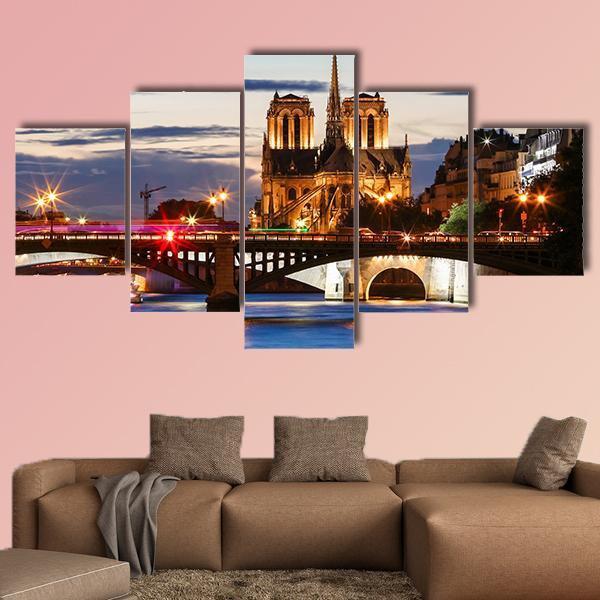 Notre Dame Cathedral Paris Canvas Wall Art-5 Star-Gallery Wrap-62" x 32"-Tiaracle