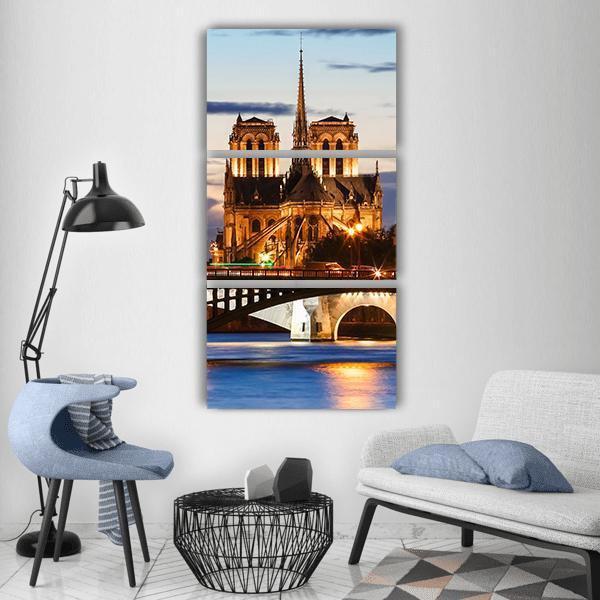 Notre Dame Cathedral Paris Vertical Canvas Wall Art-3 Vertical-Gallery Wrap-12" x 25"-Tiaracle