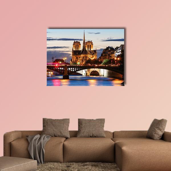 Notre Dame Cathedral Paris Canvas Wall Art-1 Piece-Gallery Wrap-36" x 24"-Tiaracle